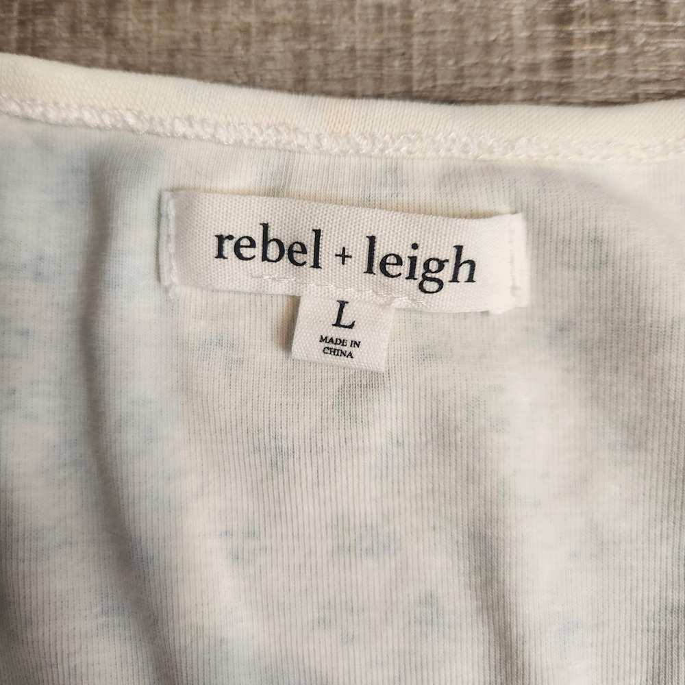 Rebel + Leigh NWT Ivory Ditsy Floral Lace- Trim Pointelle Tank L Coquette - Picture 4 of 8